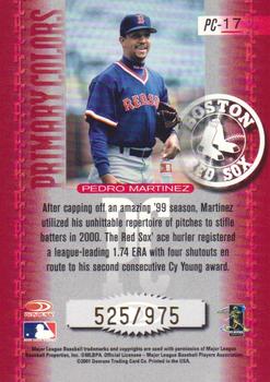 2001 Donruss Elite - Primary Colors Red #PC-17 Pedro Martinez  Back