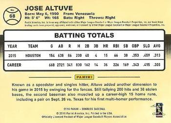 2016 Donruss - Season Stat Line #68 Jose Altuve Back