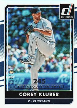 2016 Donruss - Season Stat Line #123 Corey Kluber Front