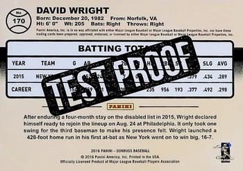 2016 Donruss - Test Proof Black #170 David Wright Back