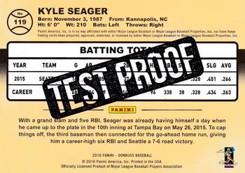 2016 Donruss - Test Proof Cyan #119 Kyle Seager Back