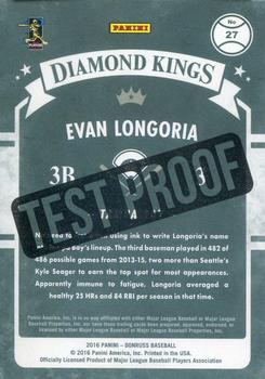 2016 Donruss - Test Proof Magenta #27 Evan Longoria Back