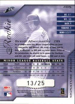 2001 Donruss Signature - Proofs #205 Brent Abernathy  Back