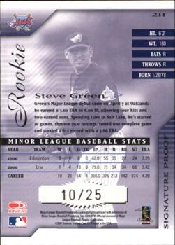 2001 Donruss Signature - Proofs #211 Steve Green  Back