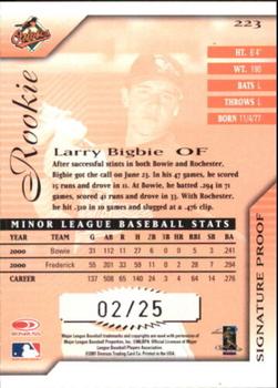 2001 Donruss Signature - Proofs #223 Larry Bigbie  Back