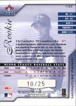 2001 Donruss Signature - Proofs #237 Orlando Woodards  Back