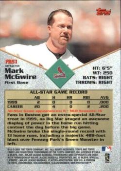 2001 Finest - All-Stars Refractors #FAS1 Mark McGwire  Back