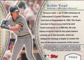2001 Finest - Finest Moments #FM22 Robin Yount  Back