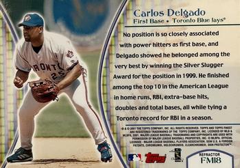 2001 Finest - Finest Moments Refractors #FM18 Carlos Delgado  Back