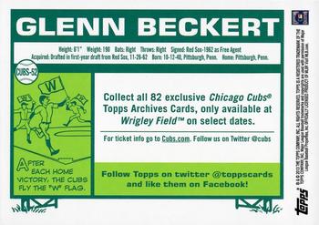 2013 Topps Archives Chicago Cubs Season Ticket Holder #CUBS-52 Glenn Beckert Back