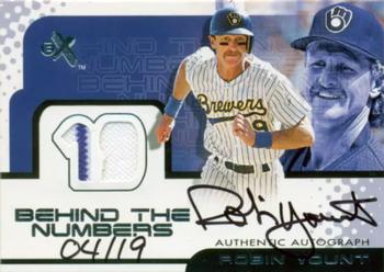 2001 Fleer E-X - Behind the Numbers Game Jersey Autograph #42 Robin Yount Front