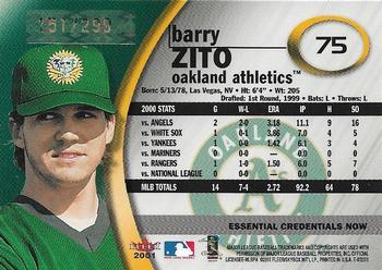 2001 Fleer E-X - Essential Credentials #75 Barry Zito  Back