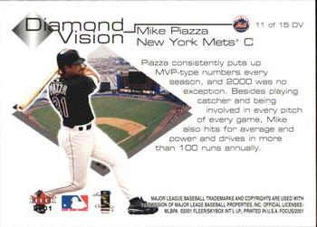 2001 Fleer Focus - Diamond Vision #11DV Mike Piazza  Back