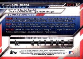 2016 Bowman - Chrome Prospects #BCP16 Willson Contreras Back