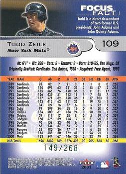 2001 Fleer Focus - Green #109 Todd Zeile Back