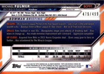 2016 Bowman - Chrome Prospects Refractor #BCP91 Michael Fulmer Back