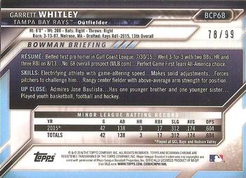 2016 Bowman - Chrome Prospects Green Shimmer Refractor #BCP68 Garrett Whitley Back