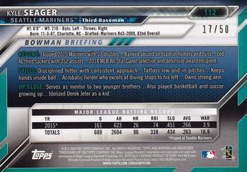 2016 Bowman - Gold #112 Kyle Seager Back