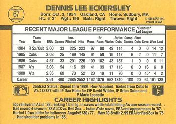 1989 Donruss #67 Dennis Eckersley Back