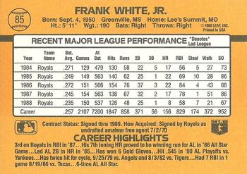 1989 Donruss #85 Frank White Back