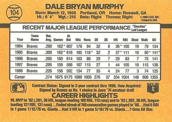 1989 Donruss #104 Dale Murphy Back