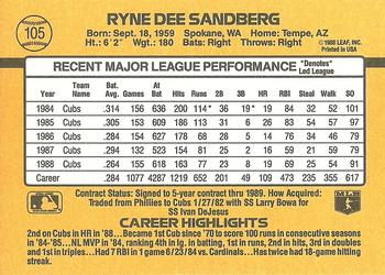 1989 Donruss #105 Ryne Sandberg Back