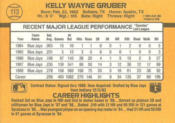 1989 Donruss #113 Kelly Gruber Back