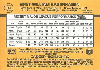 1989 Donruss #144 Bret Saberhagen Back