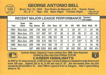 1989 Donruss #149 George Bell Back