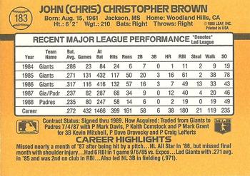 1989 Donruss #183 Chris Brown Back