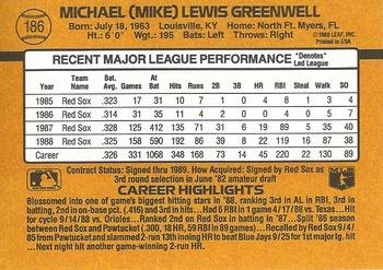 1989 Donruss #186 Mike Greenwell Back