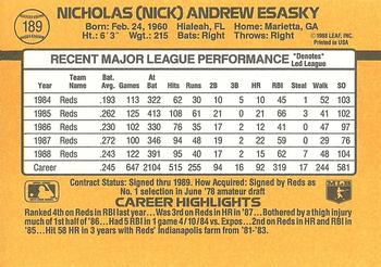 1989 Donruss #189 Nick Esasky Back