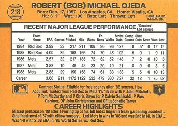 1989 Donruss #218 Bob Ojeda Back