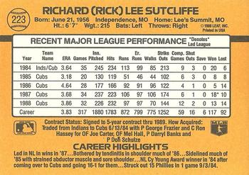 1989 Donruss #223 Rick Sutcliffe Back