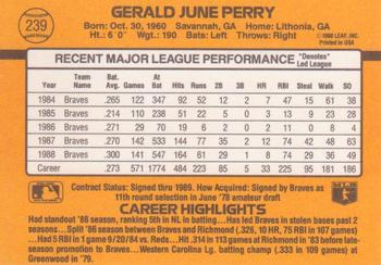 1989 Donruss #239 Gerald Perry Back