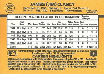 1989 Donruss #267 Jim Clancy Back