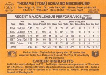 1989 Donruss #282 Tom Niedenfuer Back