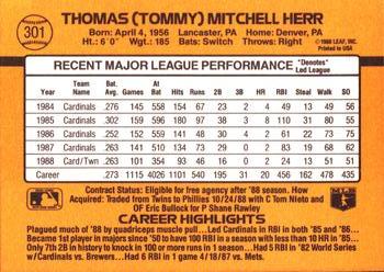 1989 Donruss #301 Tommy Herr Back