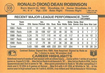 1989 Donruss #308 Ron Robinson Back