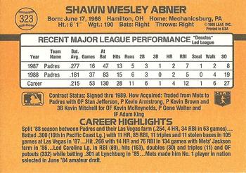 1989 Donruss #323 Shawn Abner Back