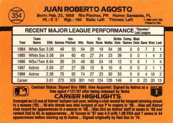 1989 Donruss #354 Juan Agosto Back