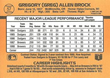 1989 Donruss #57 Greg Brock Back