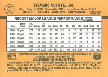 1989 Donruss #85 Frank White Back