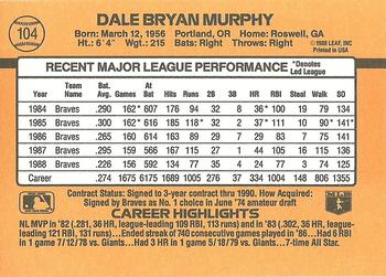 1989 Donruss #104 Dale Murphy Back