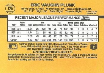 1989 Donruss #125 Eric Plunk Back