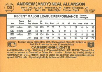 1989 Donruss #138 Andy Allanson Back