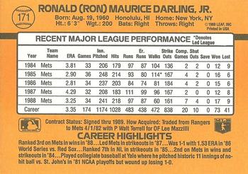 1989 Donruss #171 Ron Darling Back