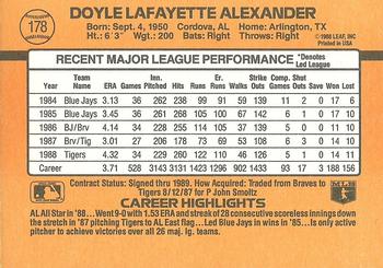 1989 Donruss #178 Doyle Alexander Back