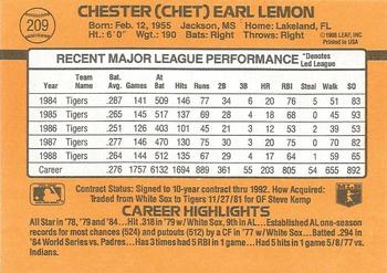 1989 Donruss #209 Chet Lemon Back