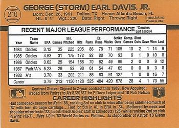 1989 Donruss #210 Storm Davis Back